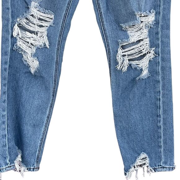 American Eagle SZ 4 Mom Jeans High-Rise Whiskered Distressed Pocket Frayed Hems - Picture 4 of 13